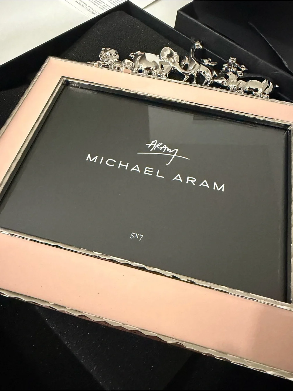 Michael Aram Pink Enamel Frame with Safari Animal Accents